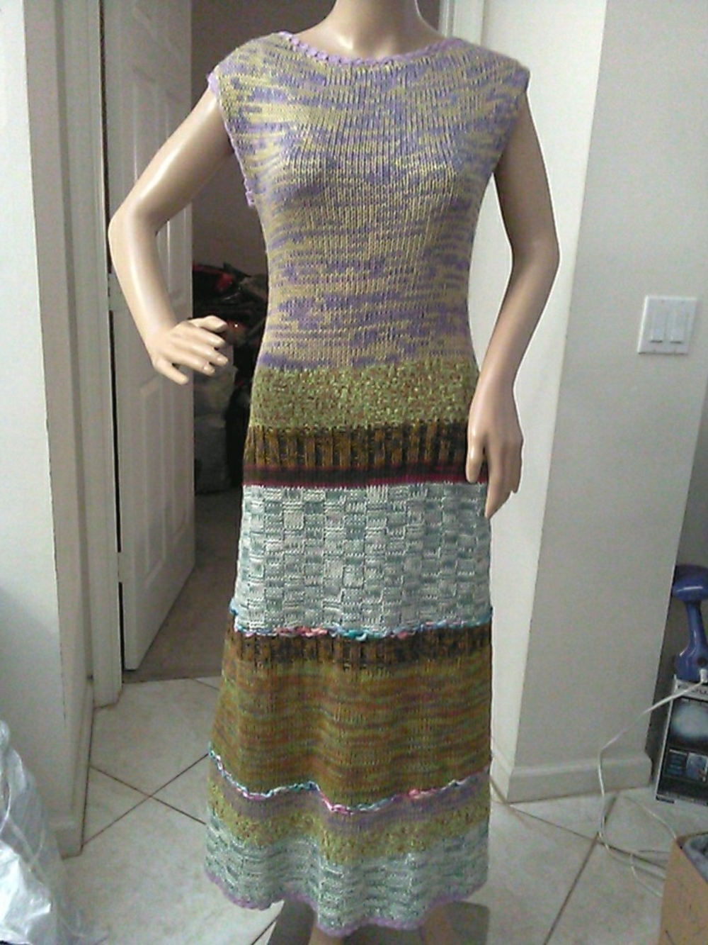 NWT Anthropologie Lavender, Green & Aqua Striped Knit Maxi Dress INCREDIBLE SZ M